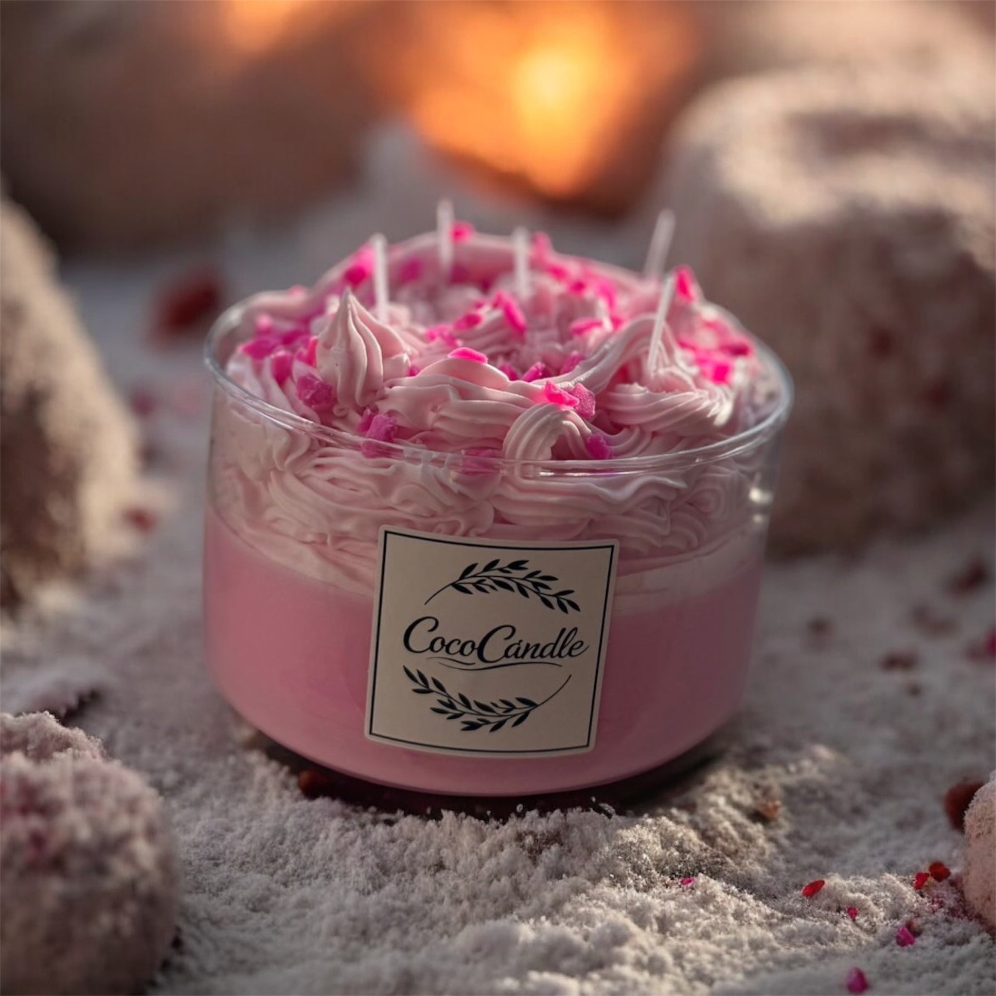 Handgemachte Dessert-Kerze "Rosa Liebe" – Schichten aus purem Glück