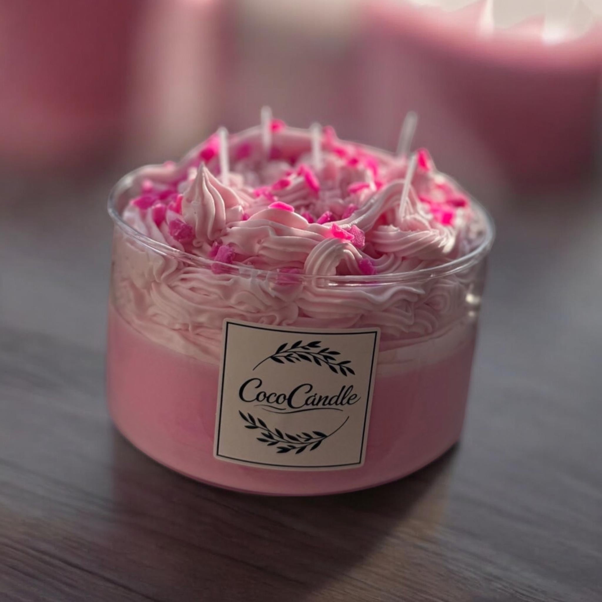 Handgemachte Dessert-Kerze "Rosa Liebe" – Schichten aus purem Glück