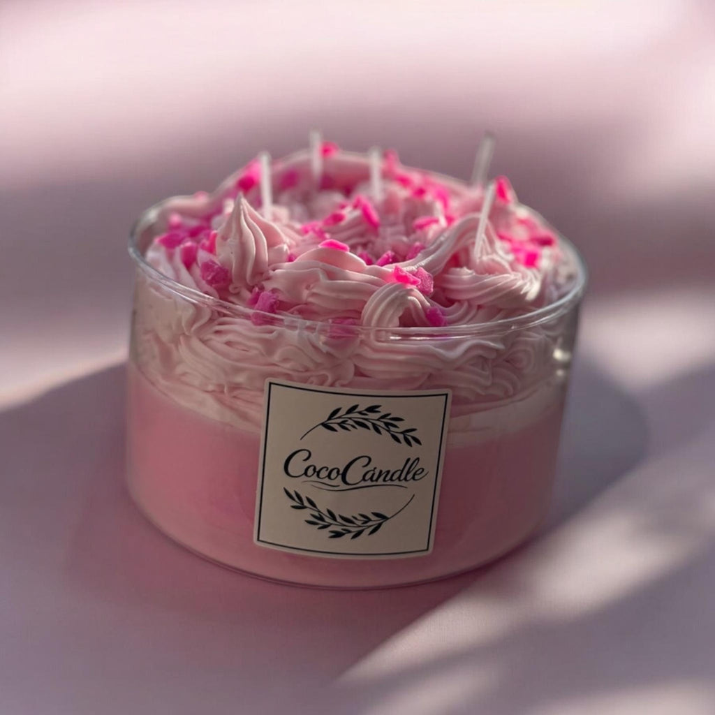 Handgemachte Dessert-Kerze "Rosa Liebe" – Schichten aus purem Glück