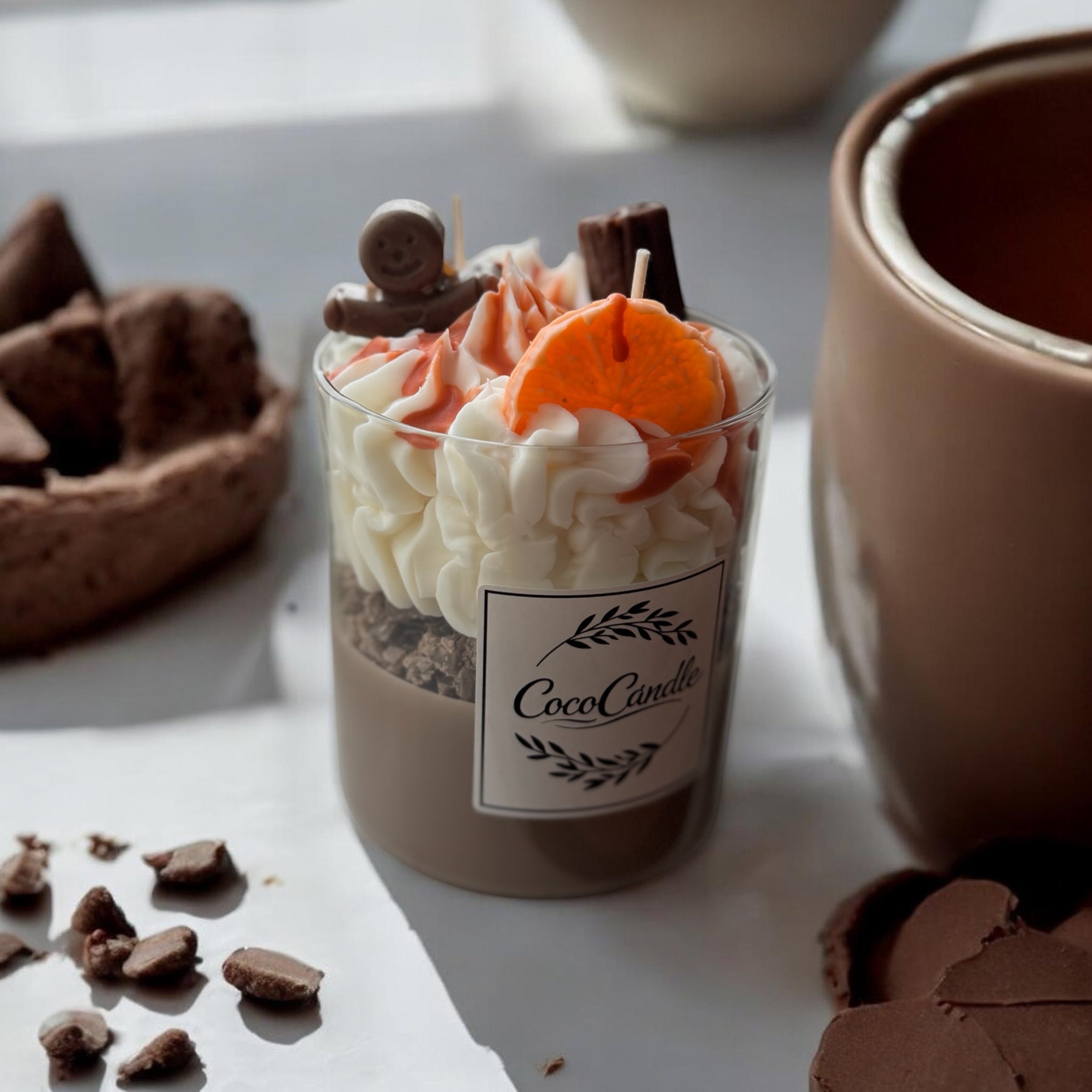 Handgemachte Dessert-Kerze "Winterzauber" – Schokolade, Orange & Karamell