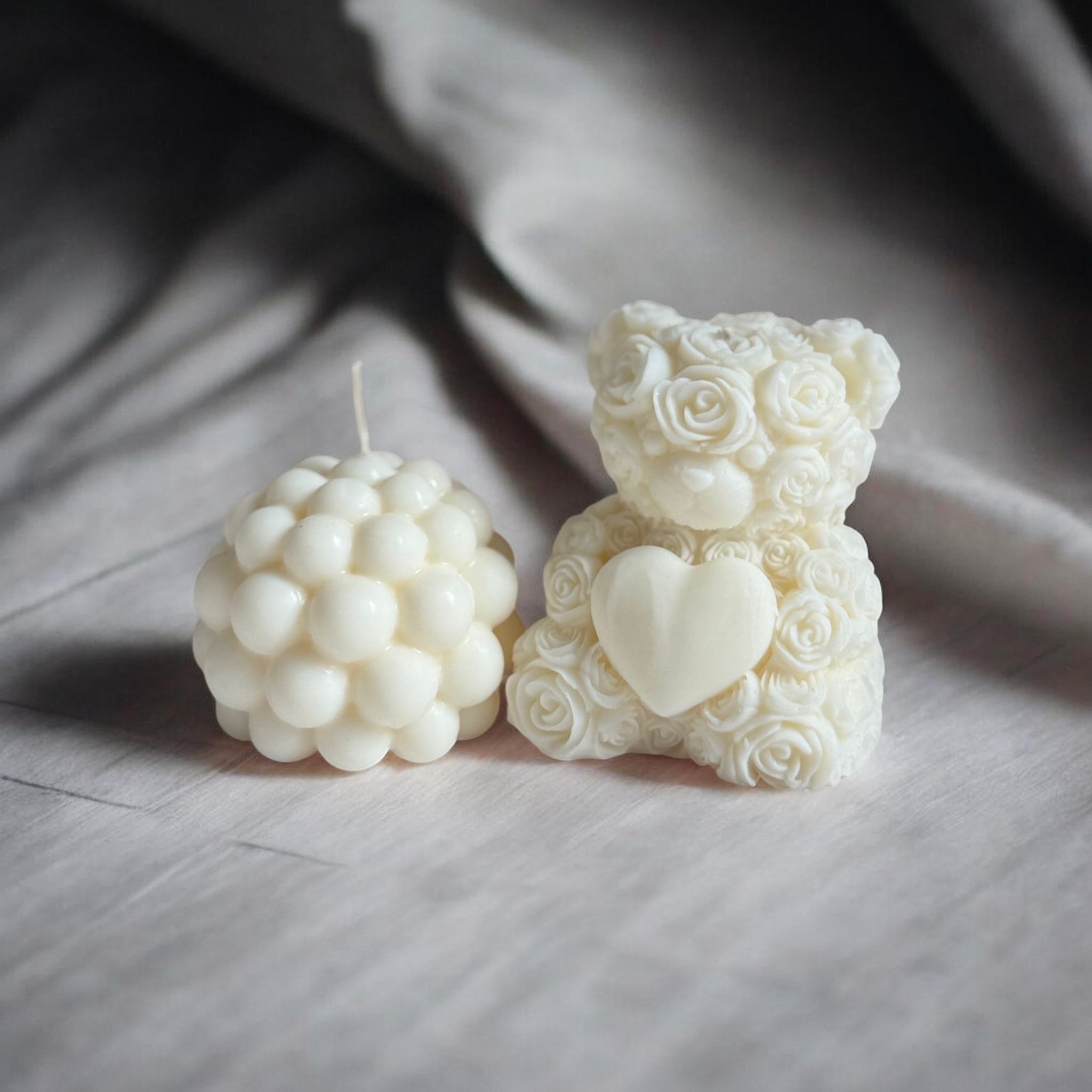 Süßes Duo" – Rosenbär & Bubble Kerze Geschenkset
